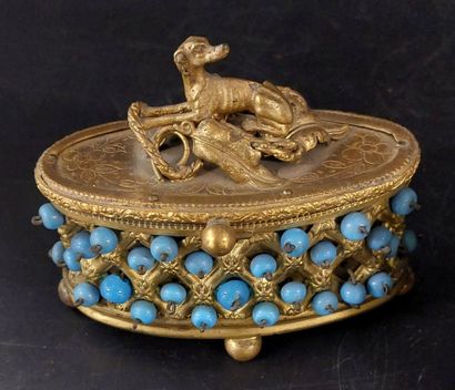 Papier-mâché box with a mirror inside; lid...