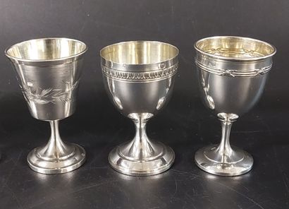 SIX SILVER EGG CUPS

Four Minerva hallmarks,...