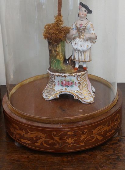 PAIR OF BRIDAL GLOBES decorated with porcelain...