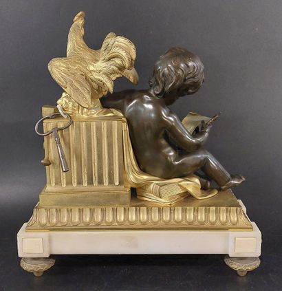 PENDULE à l'allégorie de la sculpture, bronze...