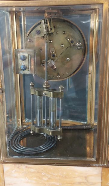 PENDULE CAGE en laiton et marbre, avec ses...