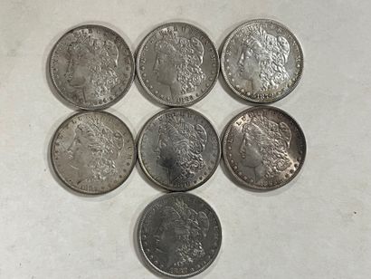 LOT de 7 pièces en argent 1 dollar Morgan...