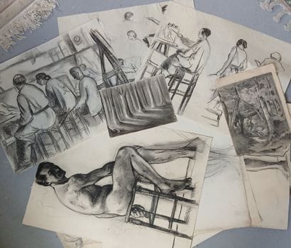 IMPORTANT LOT de dessins, lithographies et...