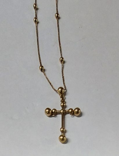 18K gold necklace with sliding beads and...