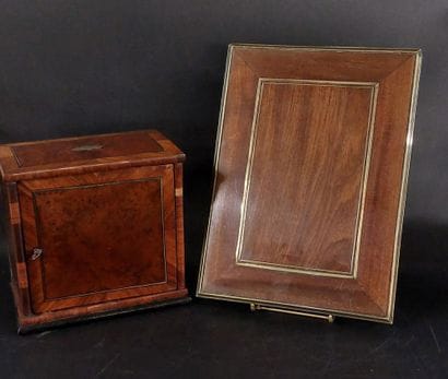CIGAR CASE made of burl wood with brass trim,...
