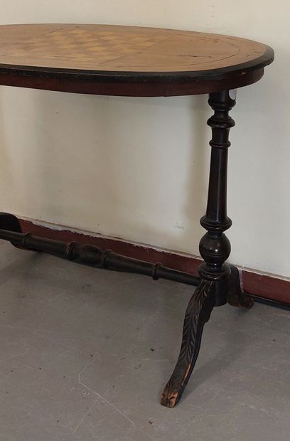 Oval GAME TABLE made of natural wood, with...