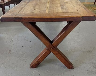 LARGE DINING TABLE made of natural wood,...