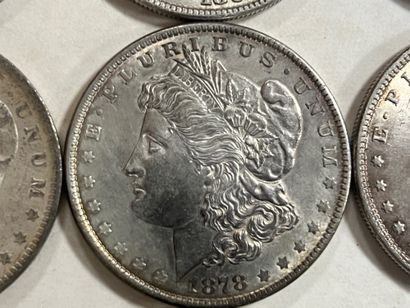LOT de 7 pièces en argent 1 dollar Morgan...