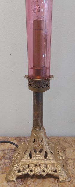 LAMPE de création en verre soufflé, pied...