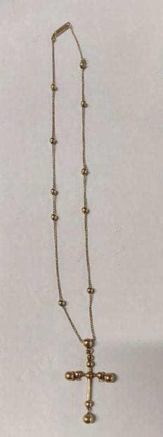 18K gold necklace with sliding beads and...