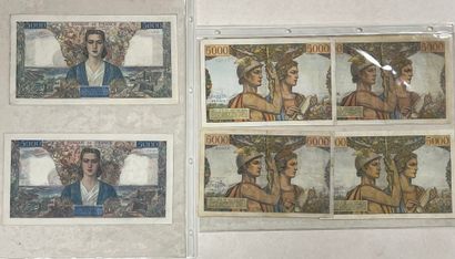 LOT DE 6 BILLETS DE 5000 FRANCS 

- 4 billets...