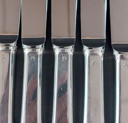 TWELVE DESSERT KNIVES, stainless steel blade,...