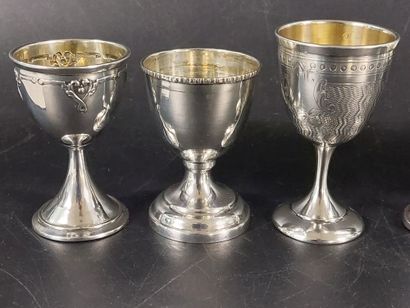 SIX SILVER EGG CUPS

Four Minerva hallmarks,...