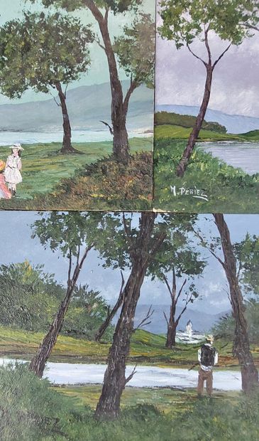 H. PERIEZ (1946)

Paysage, Bord de lac, Pêcheur

Trois...