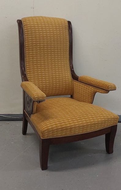 ARMCHAIR made of mahogany and mahogany veneer,...