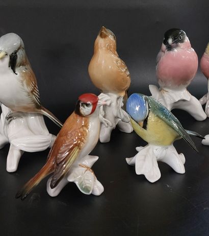 KARL ENS

Huit oiseaux en porcelaine polychrome

H...