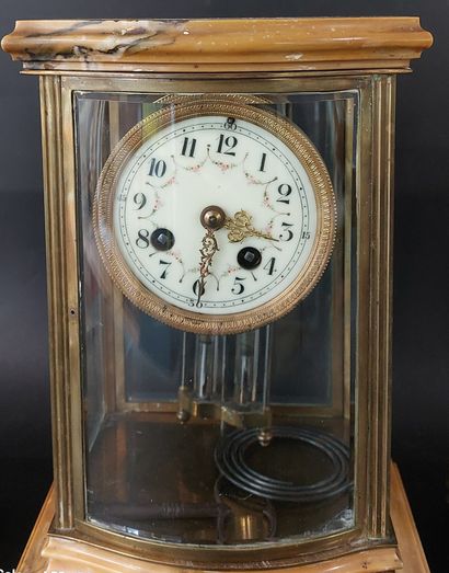 PENDULE CAGE en laiton et marbre, avec ses...