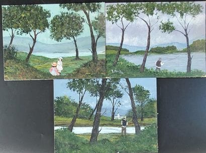 H. PERIEZ (1946)

Paysage, Bord de lac, Pêcheur

Trois...