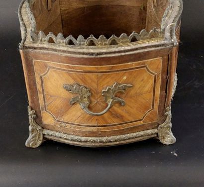 Marquetry PLANTER, curved on all sides, adorned...