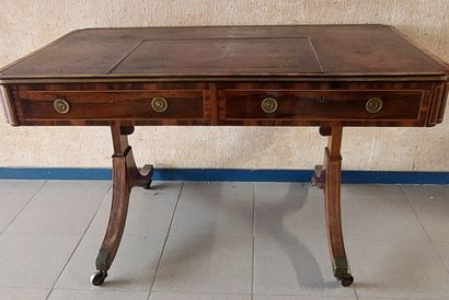 ENGLISH DESK in rosewood veneer with light...