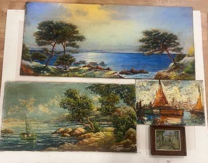 LOT DE 4 TABLEAUX sur la Méditerrannée 

Ecoles...
