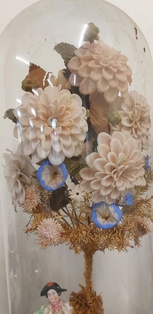 PAIR OF BRIDAL GLOBES decorated with porcelain...