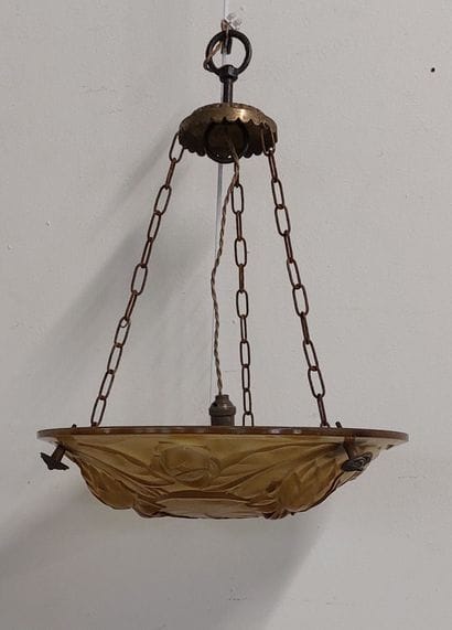 ART DECO glass pendant light, single light,...