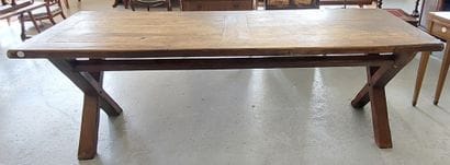 LARGE DINING TABLE made of natural wood,...