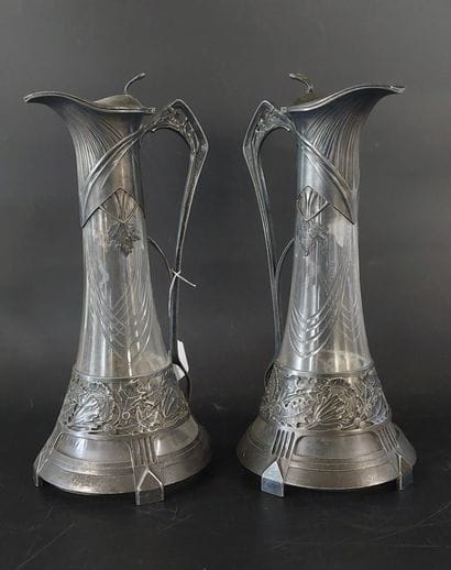 PAIR OF Art Nouveau-style water jugs, with...