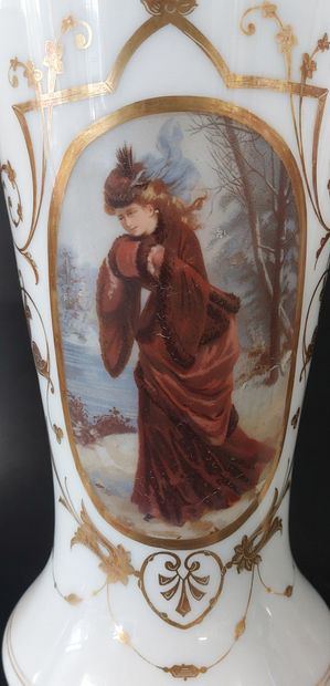 PAIR OF OPALINE VASES decorated with elegant...