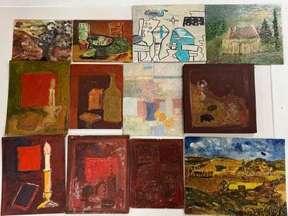 LOT DE 12 TABLEAUX sur carton et panneau

Ecole...