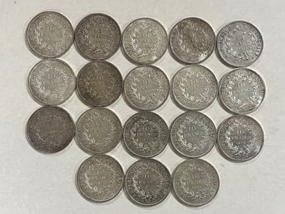 LOT de 18 pièces en argent 10 Francs Hercule

1965,...
