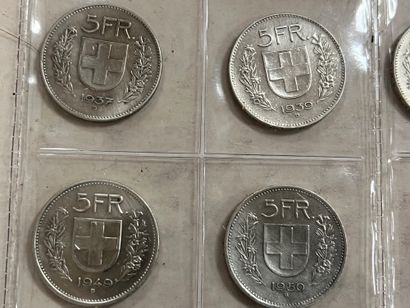 LOT de 72 pièces francs suisse en argent...