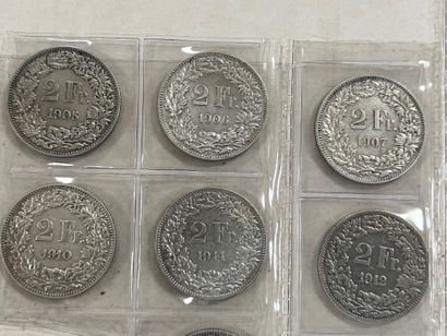 LOT de 72 pièces francs suisse en argent...