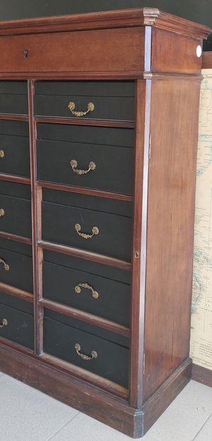 MAHOGANY and mahogany veneer box with a drawer-style...