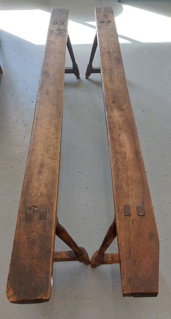 LARGE DINING TABLE made of natural wood,...