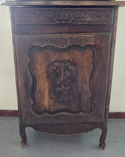 SMALL CABINET made of natural wood, molded...