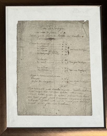 Recipe for Eau de Cologne. Manuscript, 2...