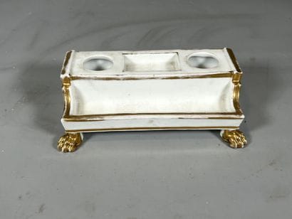Porcelain inkwell with two compartments (missing)...