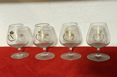 Set of 4 crystal glasses with a Napoleon...