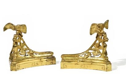 PAIR OF GILDED BRONZE ANDERS,
chiseled with...