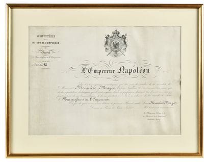 RARE CERTIFICATE OF SUPPLIER TO EMPEROR NAPOLEON...