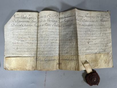 A collection of 7 parchment documents from...