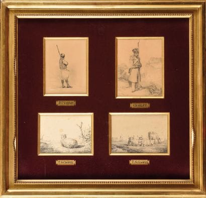 ENSEMBLE de quatre dessins. 
Horace VERNET...