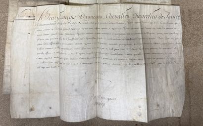 A collection of 7 parchment documents from...