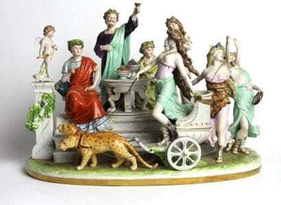 Allemagne
Groupe en porcelaine polychrome...
