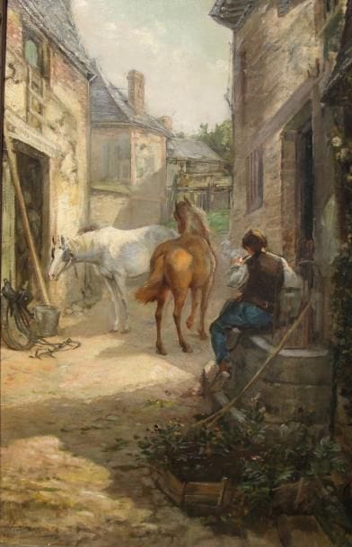 Francisque DESPORTES (1849-1909)
Ruelle animée...
