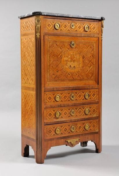 SECRETAIRE A ABATTANT en bois de placage,...