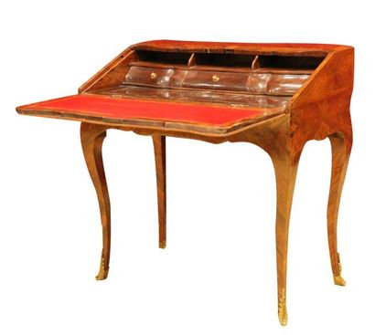 BUREAU DOS D'ANE en placage de bois de violette...