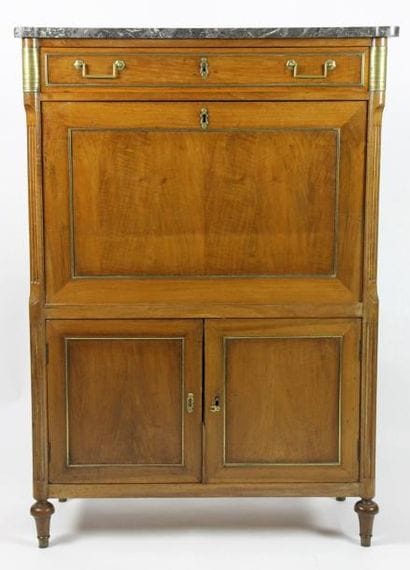 SECRETAIRE A ABATTANT en bois naturel ouvrant...